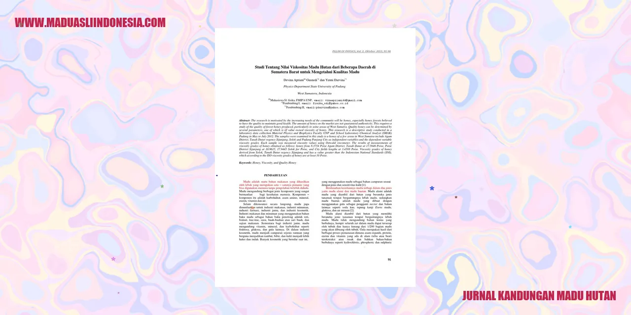 jurnal kandungan madu hutan